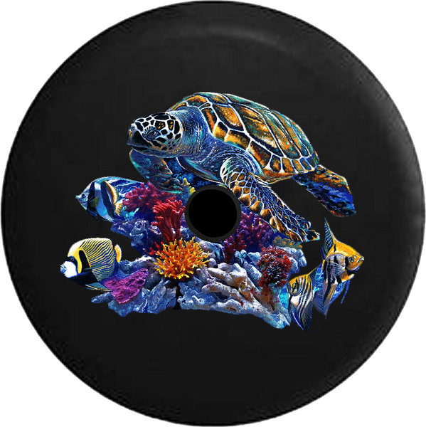 Sea Turtle by Coral Reef and Tropical Fish RV - Tire Cover PRO