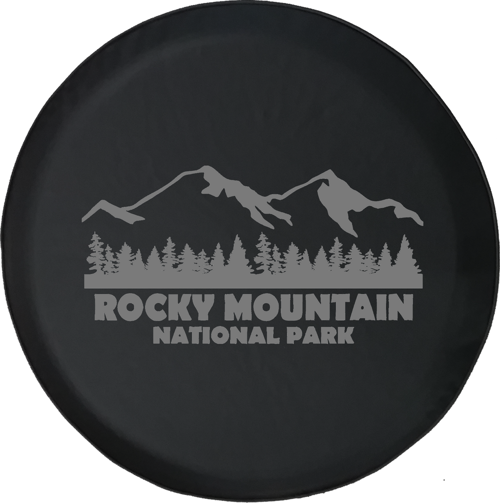 Jeep Wrangler Tire Cover With Rocky Mountain National Park (Wrangler JK, TJ, YJ) Grey Ink