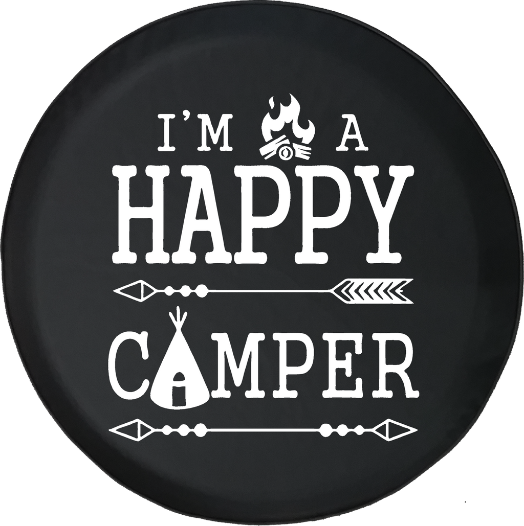 Jeep Wrangler Tire Cover With I'm A Happy Camper Print (Wrangler JK, TJ, YJ)