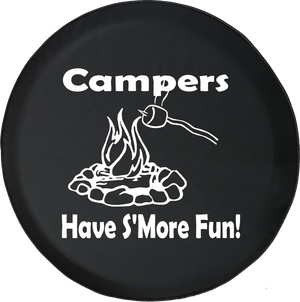 Campers Have S'more Fun Camping Travel Trailer Campfire Offroad Jeep RV Camper Spare Tire Cover J277 - TireCoverPro 