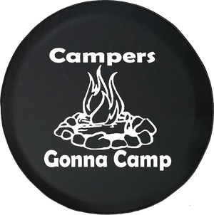 Jeep Wrangler Tire Cover With Campers Gonna Camp Print (Wrangler JK, TJ, YJ) - TireCoverPro 