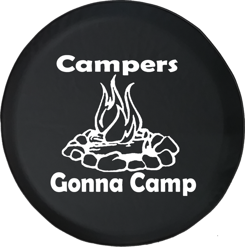 Jeep Wrangler Tire Cover With Campers Gonna Camp Print (Wrangler JK, TJ, YJ) - TireCoverPro 