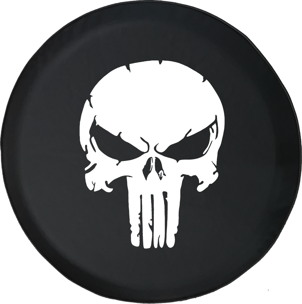 Cracked Punisher Skull with Angry Eyes Offroad Jeep RV Camper Spare Tire Cover J332 - TireCoverPro 