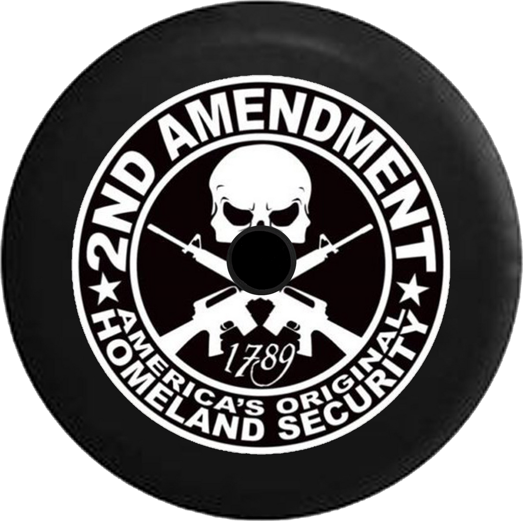 Jeep Wrangler JL Backup Camera 2nd Amendment Skull Rifles America's Homeland Security Jeep Camper Spare Tire Cover 35- P101