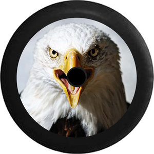 Jeep Wrangler JL Backup Camera Screaming American Bald Eagle Patriotic Closeup Jeep Camper Spare Tire Cover 35 inch R125