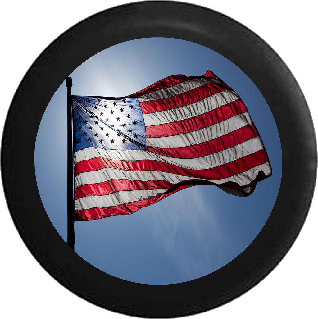 Jeep Wrangler Tire Cover With American Flag Waving (Wrangler JK, TJ, YJ)