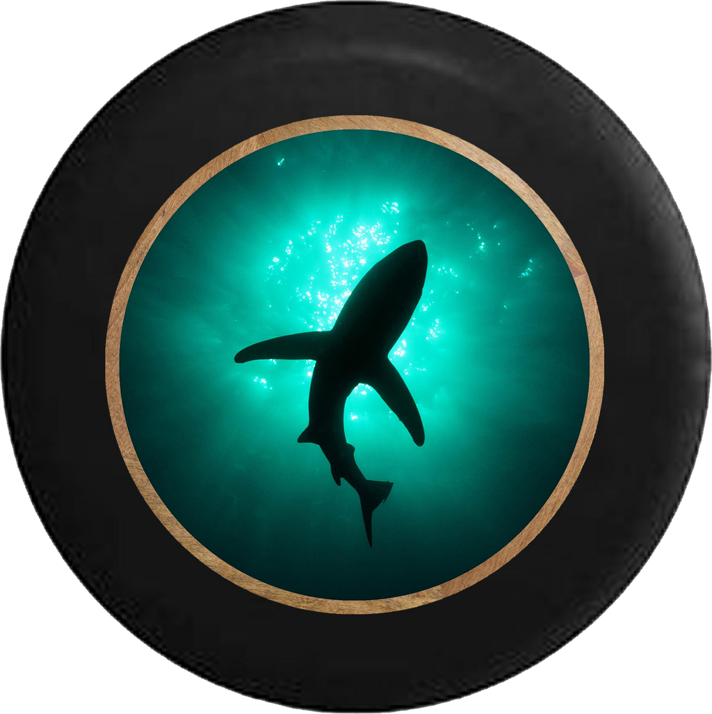 Shark Silhouette in the Ocean Great White Tiger Jeep Camper Spare Tire Cover BLACK-CUSTOM SIZE/COLOR/INK- R264 - TireCoverPro 