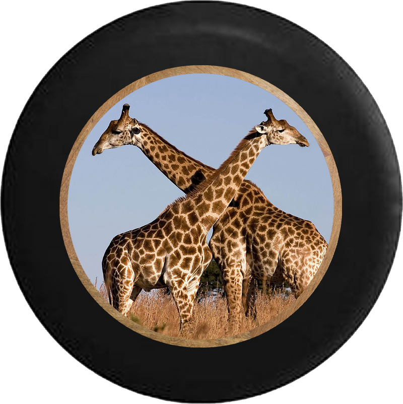 Giraffe Couple in the African Sahara Jeep Camper Spare Tire Cover BLACK-CUSTOM SIZE/COLOR/INK- R268 - TireCoverPro 