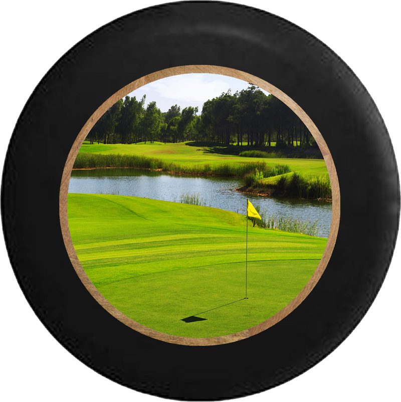 Golf Course Greens Water Hazard Hole in One! Jeep Camper Spare Tire Cover BLACK-CUSTOM SIZE/COLOR/INK- R272 - TireCoverPro 