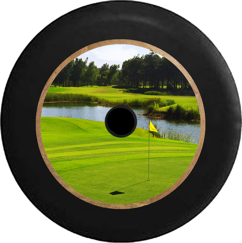Jeep Wrangler JL Backup Camera Golf Course Greens Water Hazard Hole in One! Jeep Camper Spare Tire Cover 35 inch R272