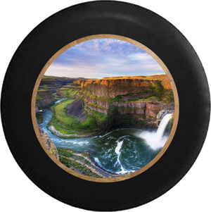 Canyon Waterfall Horseshoe Cove Jeep Camper Spare Tire Cover BLACK-CUSTOM SIZE/COLOR/INK- R274 - TireCoverPro 