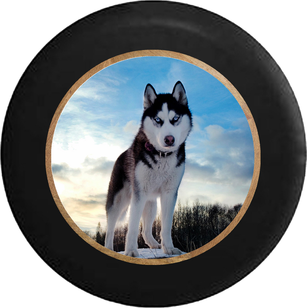 Jeep Wrangler Spare Tire Cover With Blue Eyed Husky (Wrangler JK, TJ, YJ) - TireCoverPro 