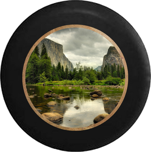 Mountain Base Stoney River Bed Jeep Camper Spare Tire Cover BLACK-CUSTOM SIZE/COLOR/INK- R384 - TireCoverPro 