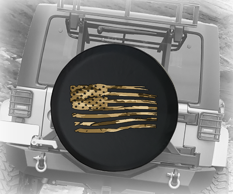 Green Camo Waving American Flag Military USA Spare Tire Cover –  TireCoverPro