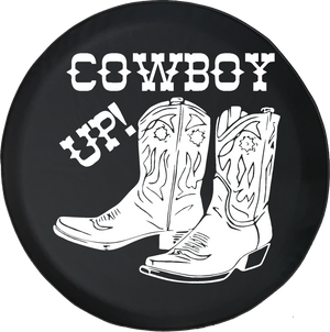 Cowboy Up Western Boots Riding Heritage Offroad Jeep RV Camper Spare Tire Cover S239