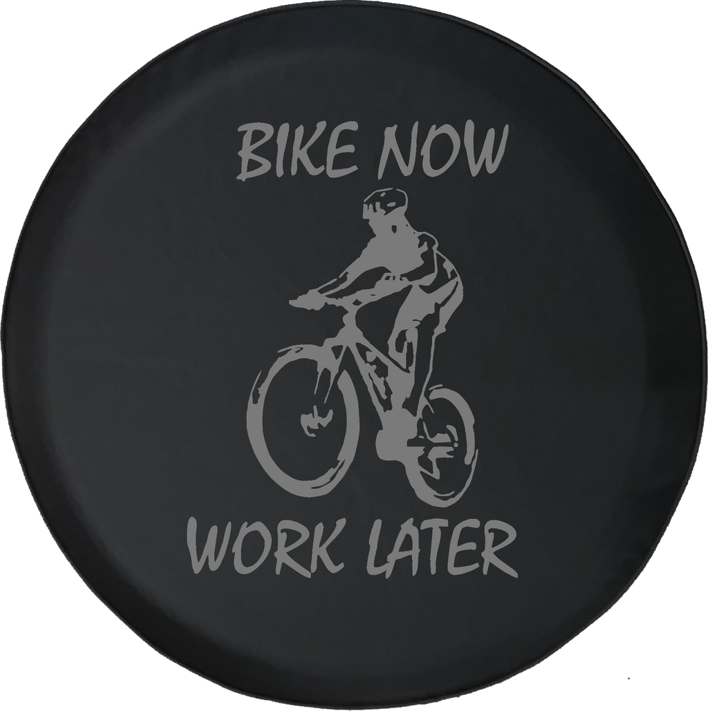 Bike Now Work Later Mountain Road Downhill Offroad Racing Offroad Jeep RV Camper Spare Tire Cover S257