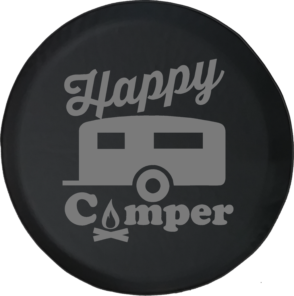 Happy Camper Camp Fire RV Trailer Offroad Jeep RV Camper Spare Tire Cover T110