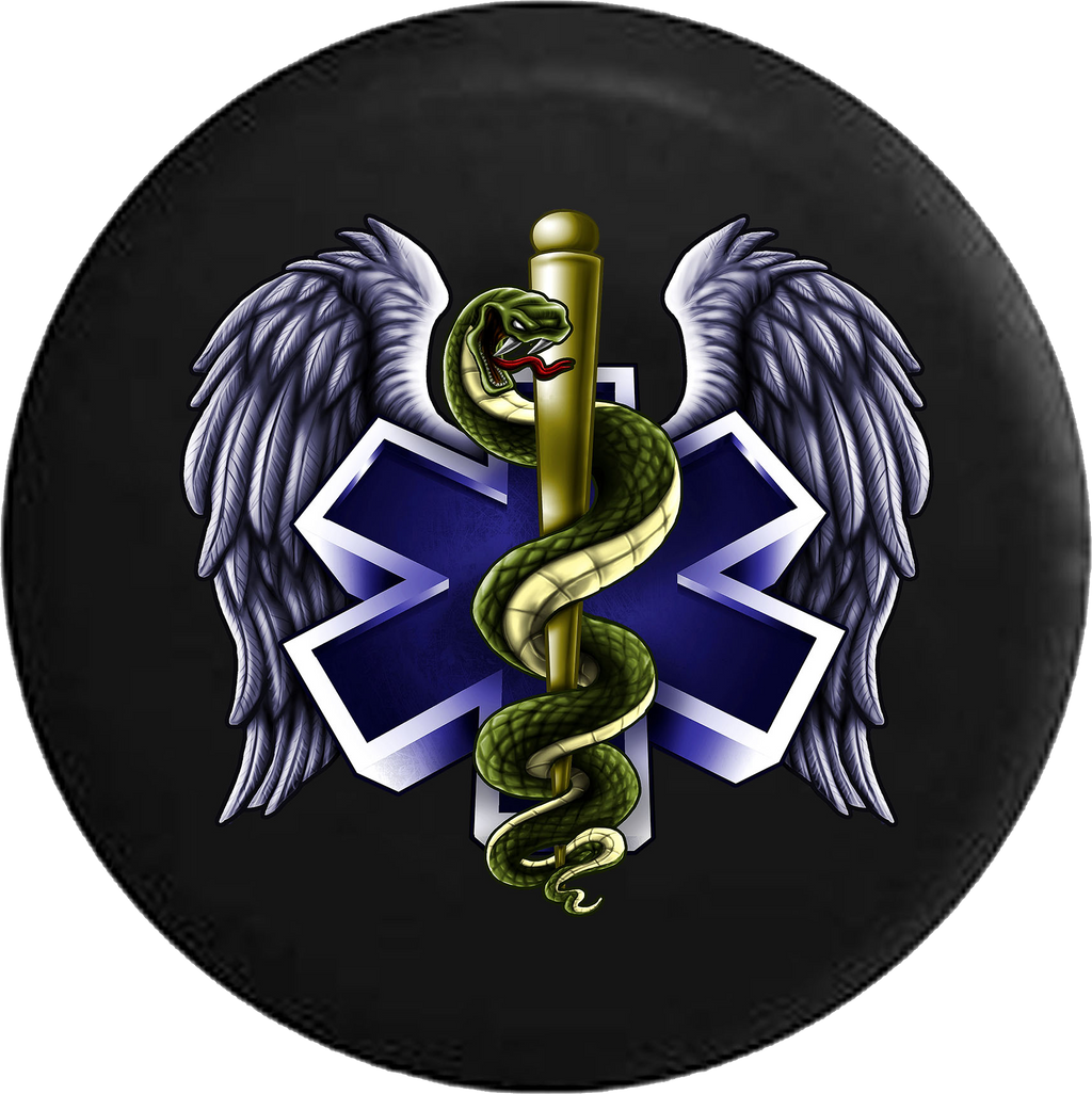 Emergency Medical Tech Angel Wings Logo RV Camper Spare Tire Cover-35 inch