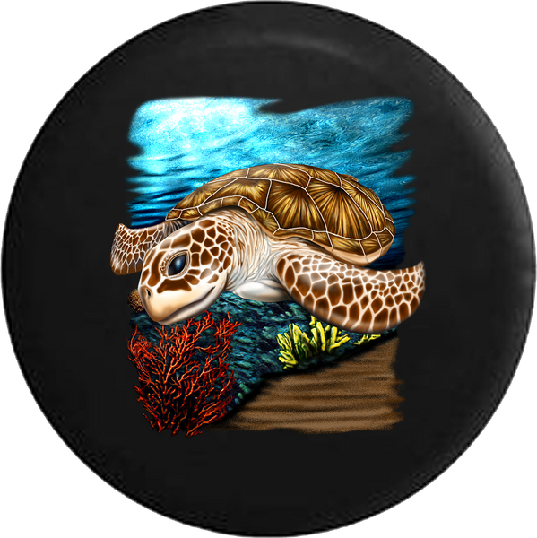 Jeep Liberty Tire Cover With Sea Turtle in the Ocean | Tire Cover Pro ...