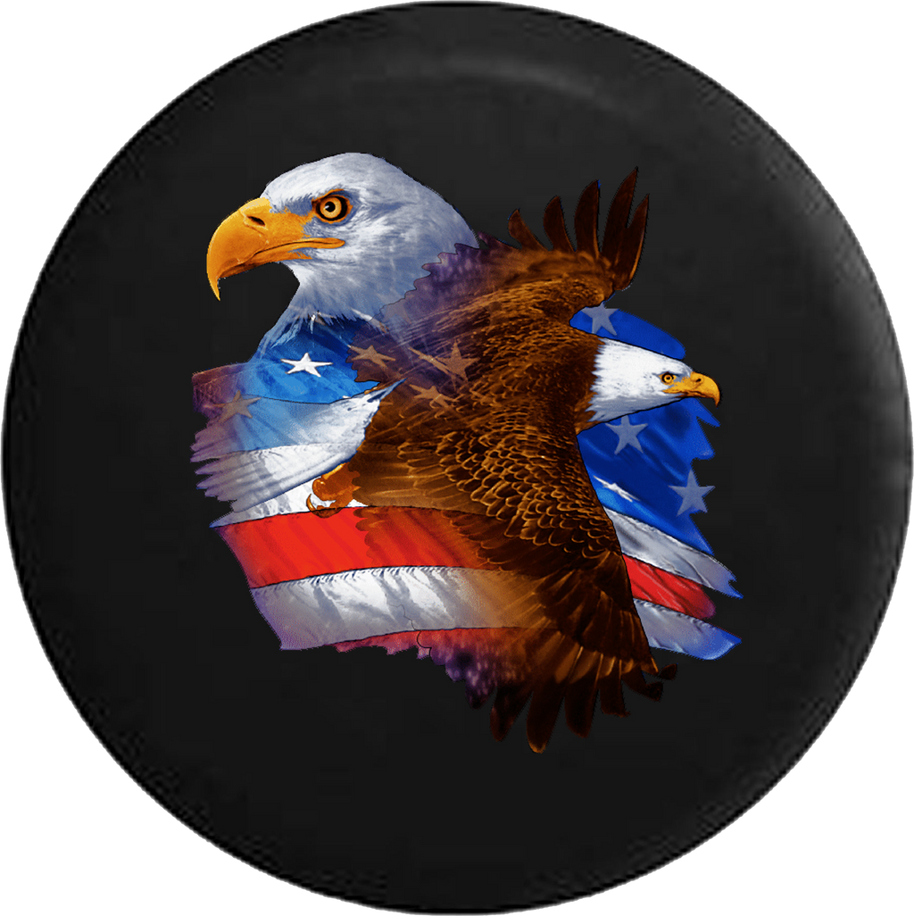 Jeep Wrangler Tire Cover With American Eagles Flying (Wrangler JK, TJ, YJ)