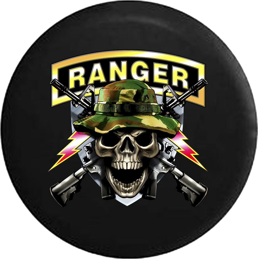 Jeep Wrangler Spare Tire Cover With Army Ranger Skull (Wrangler JK, TJ, YJ)