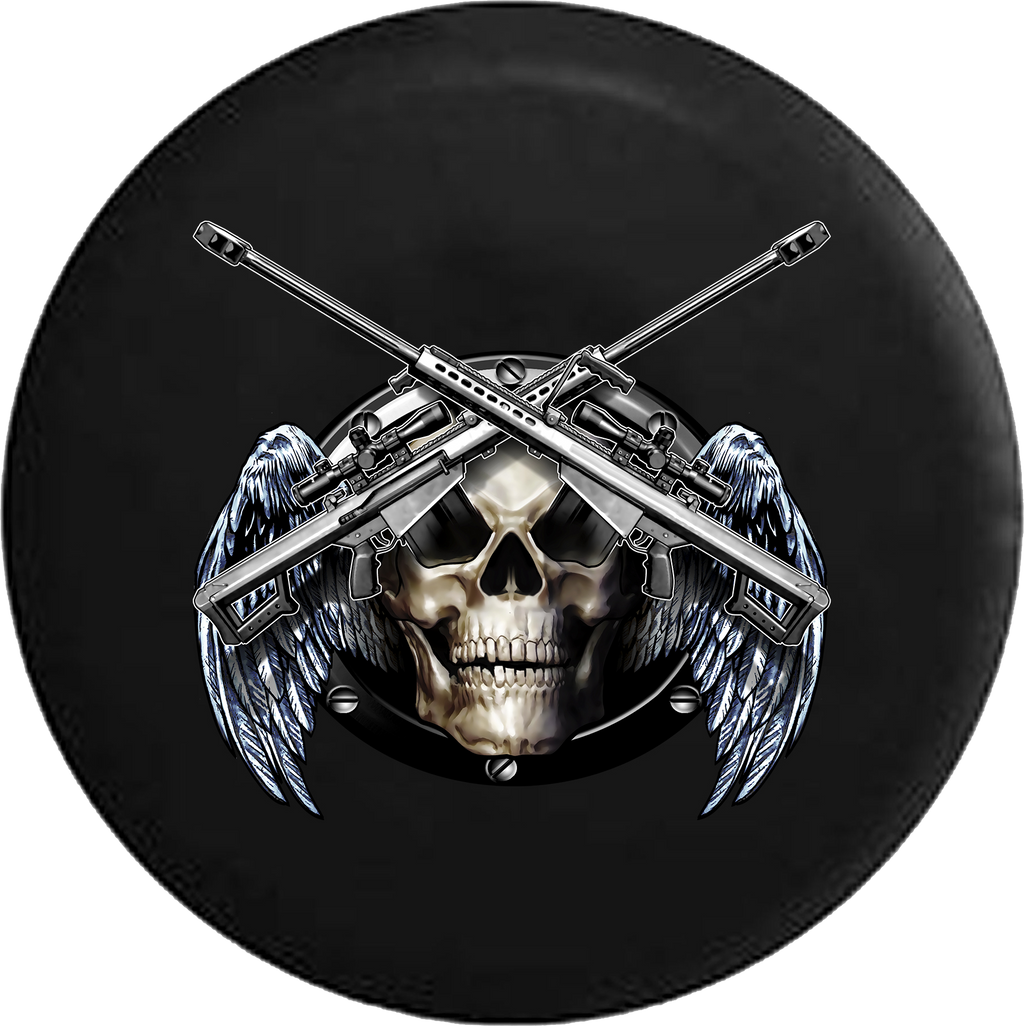 Jeep Wrangler Tire Cover With Skull Crossed Snipers (Wrangler JK, TJ, YJ)