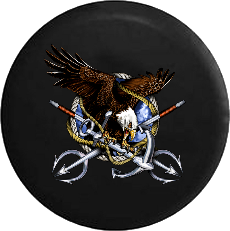 Jeep Wrangler Spare Tire Cover With Navy Military Eagle (Wrangler JK, TJ, YJ)