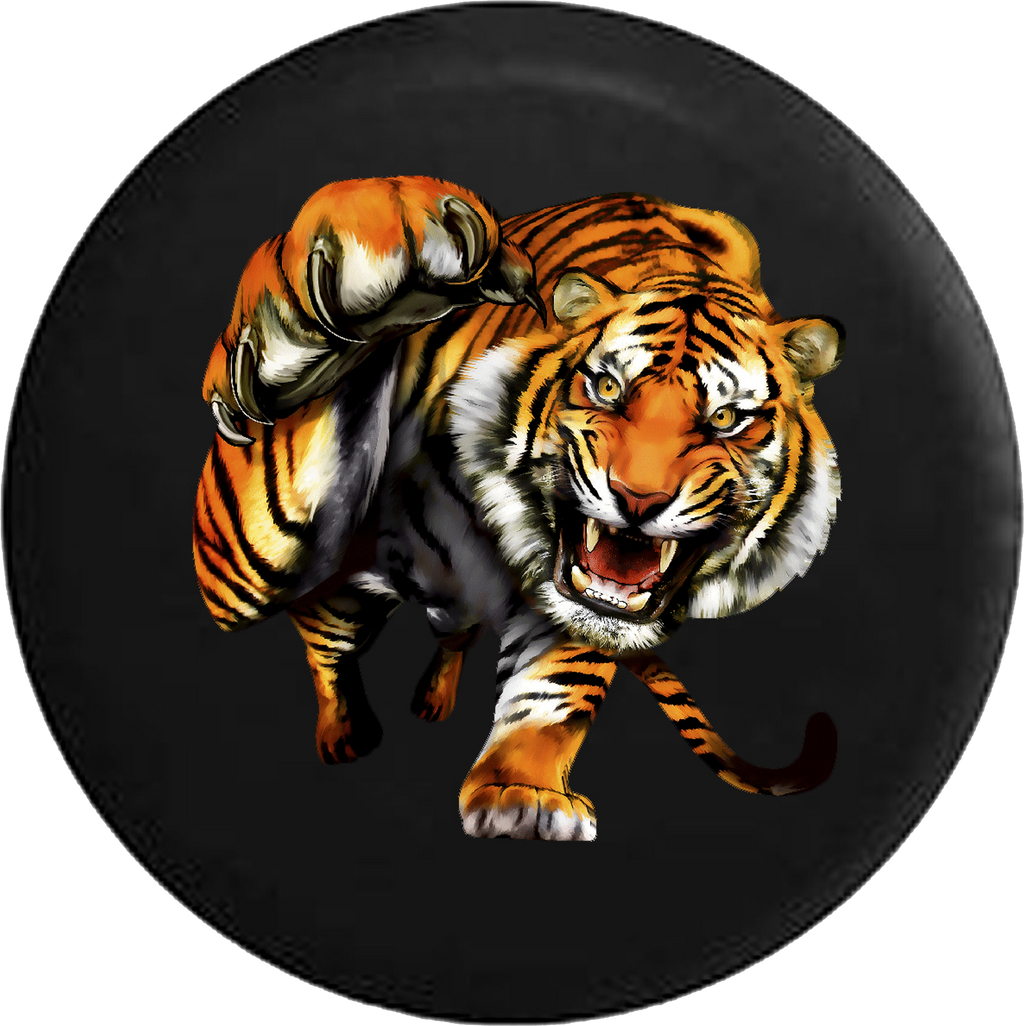 Striped Tiger Attacking Claws Out RV Camper Spare Tire Cover-35 inch