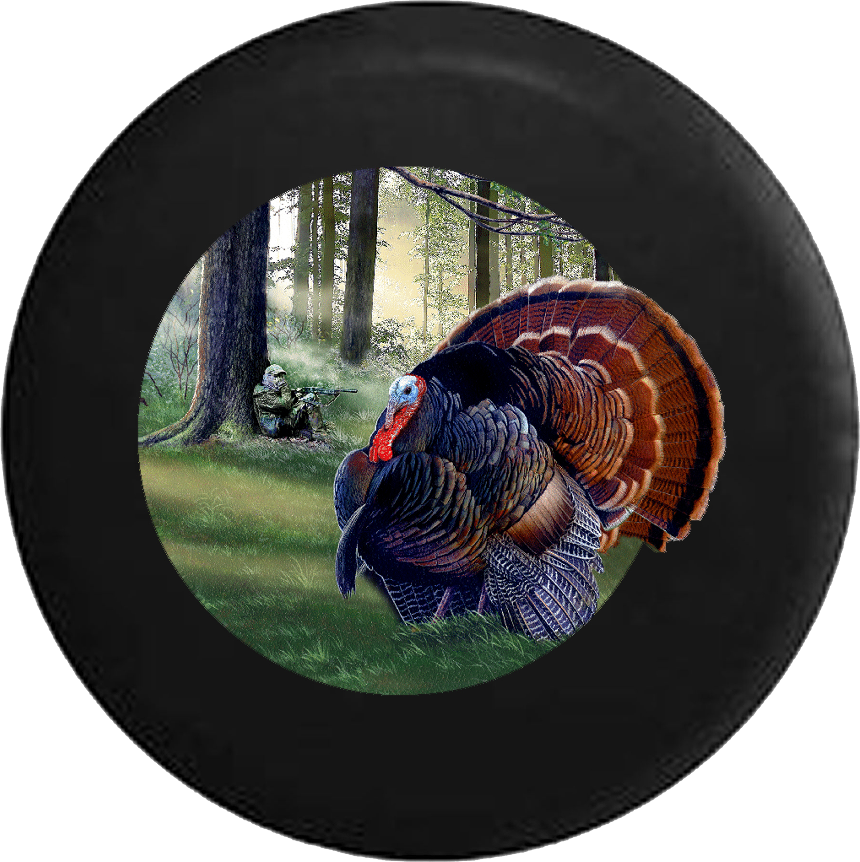 Tire Cover PRO Wild Turkey Hunting in a Field RV Camper Spare Tire Cover -BLACK-CUSTOM SIZE/COLOR/INK – TireCoverPro