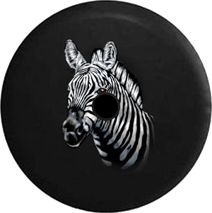 Jeep Wrangler JL Backup Camera Day African Zebra White and Black Striped Portait Style RV Camper Spare Tire Cover-35 inch