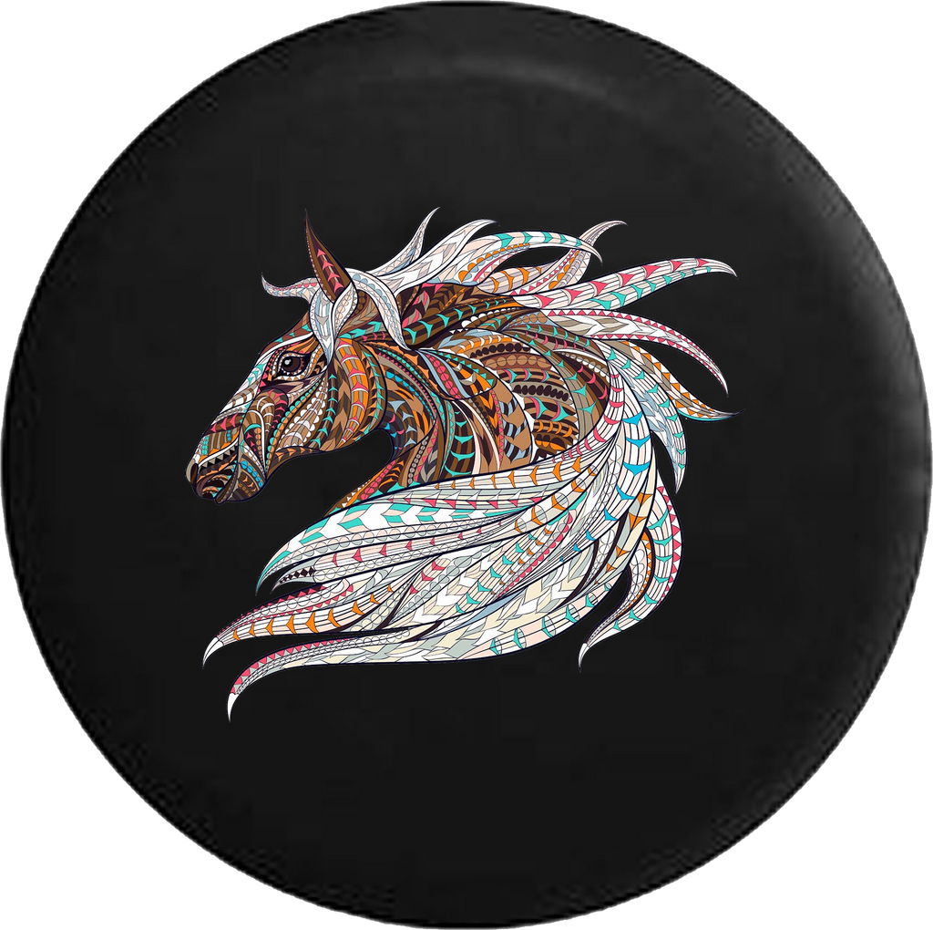 Geometric Design Horse Mane RV Camper Spare Tire Cover-35 inch