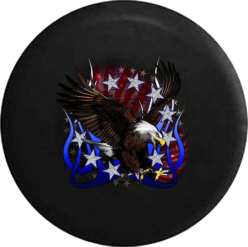 Stars & Stripes American Eagle Tribal Flames Vintage Cracked 