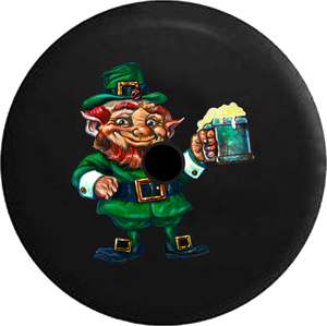 Jeep Wrangler JL Backup Camera Day Irish St Patricks Day Beer Mug Leprechaun Green RV Camper Spare Tire Cover-35 inch