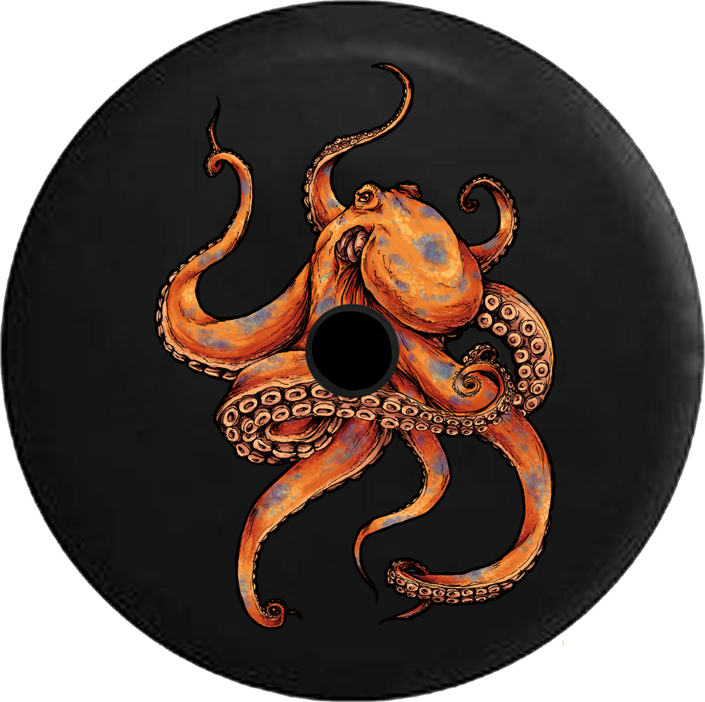 Jeep Wrangler JL Backup Camera Day Kracken Octopus Ocean Sea Life RV Camper Spare Tire Cover-35 inch