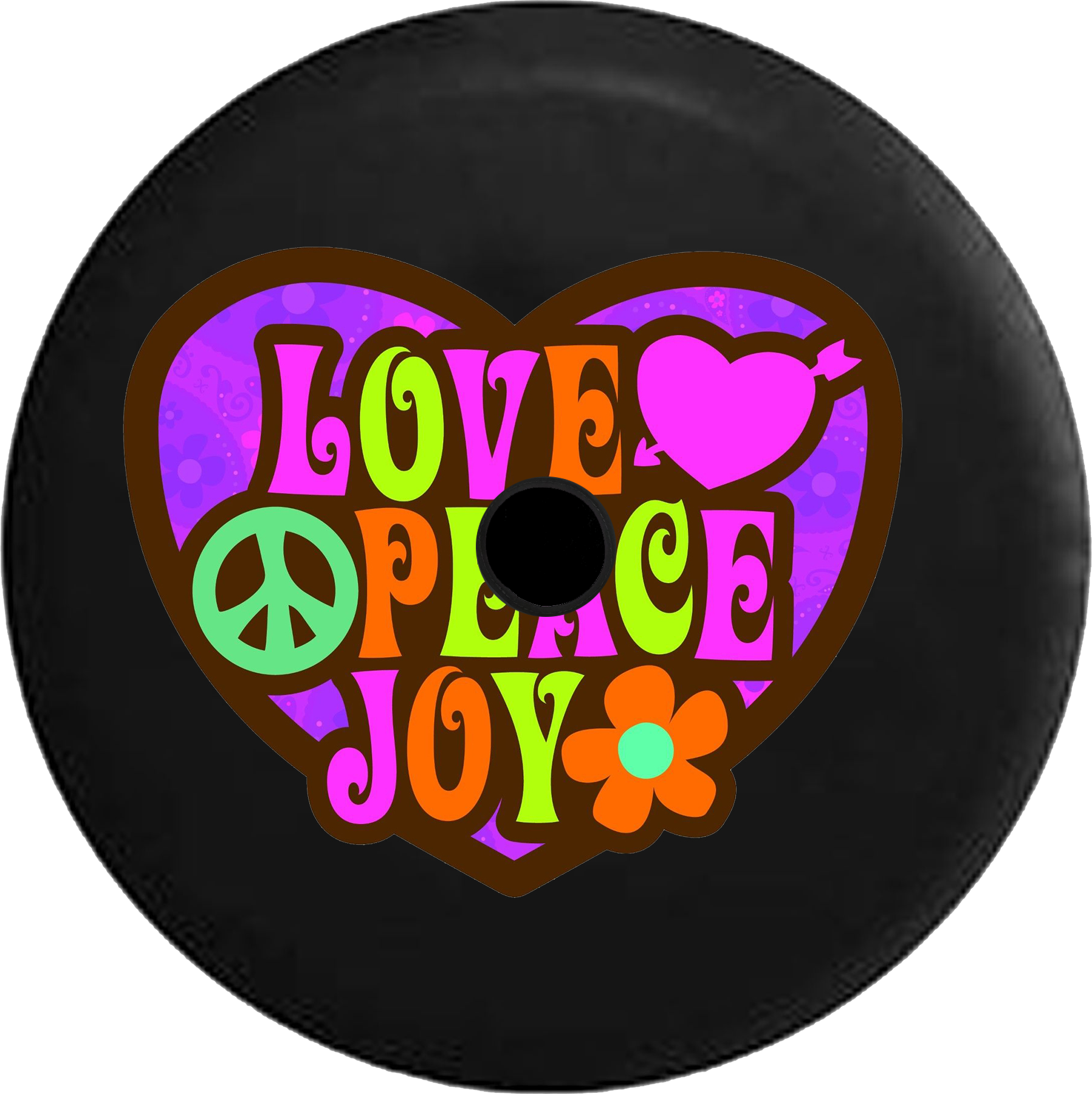Tire Cover PRO Love Peace Joy Heart Sign Heart Flower Spare Tire Cover- BLACK-CUSTOM SIZE/COLOR/INK – TireCoverPro