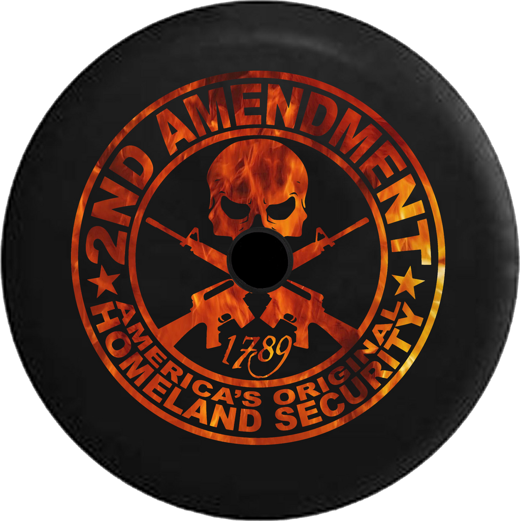 Jeep Wrangler JL Backup Camera Day 2nd Amendment Homeland Security Skull Rifles Dark Ghost RV Camper Spare Tire Cover-35 inch