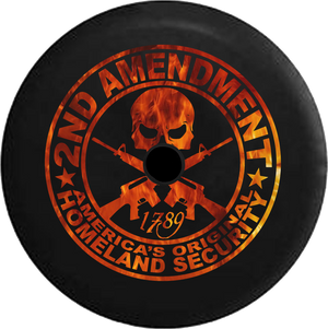 Jeep Wrangler JL Backup Camera Day 2nd Amendment Homeland Security Skull Rifles Dark Ghost RV Camper Spare Tire Cover-35 inch