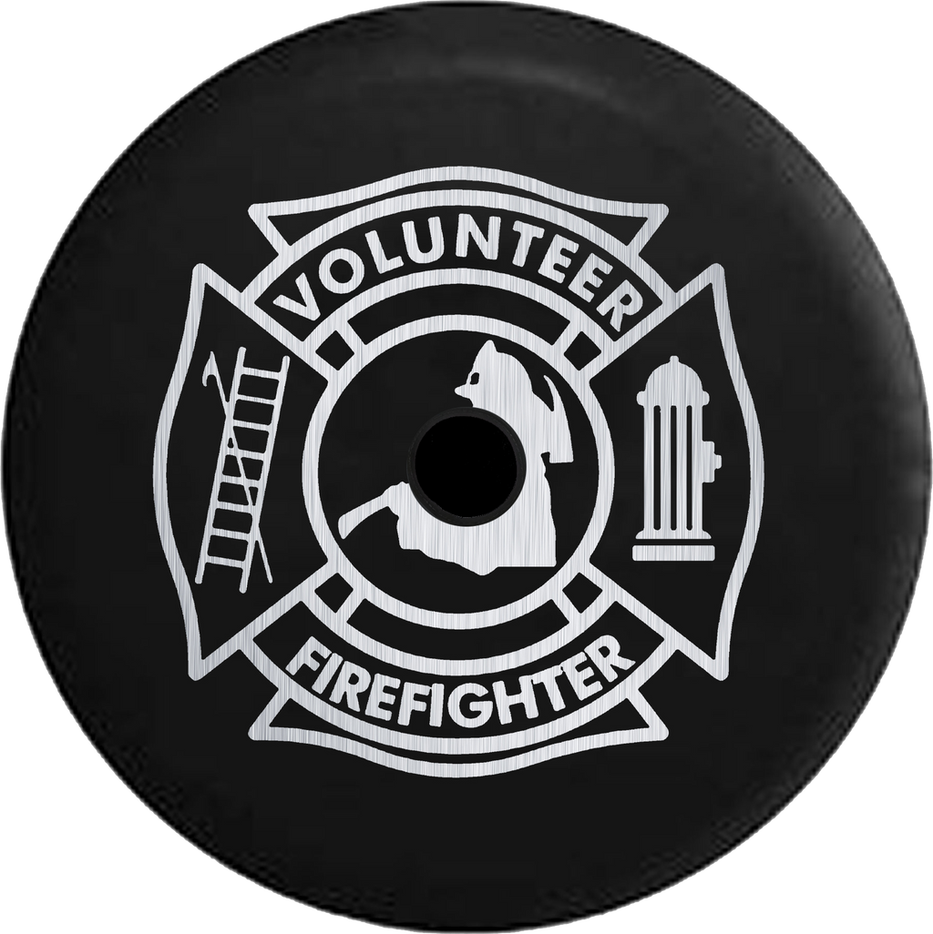 Jeep Wrangler JL Backup Camera Day Fire Department Burning Flames RV Camper Spare Tire Cover-35 inch