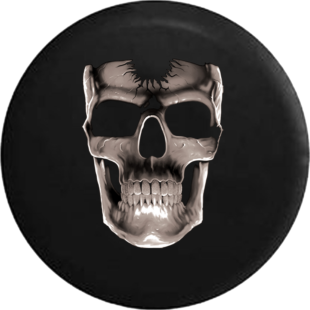 Cracked Silver Skull Jeep Wrangler Spare Tire Cover (Wrangler JK, TJ, YJ)