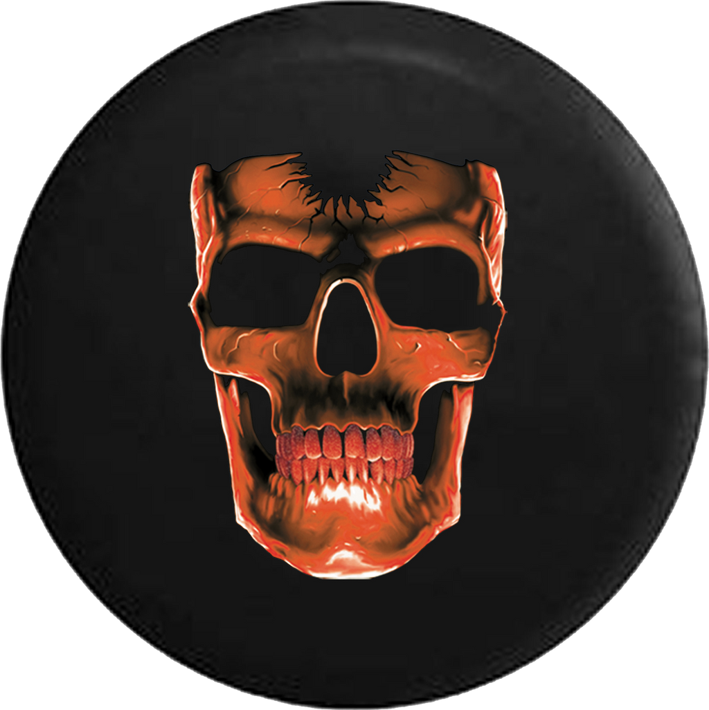 Cracked Orange Skull Jeep Liberty Tire Cover