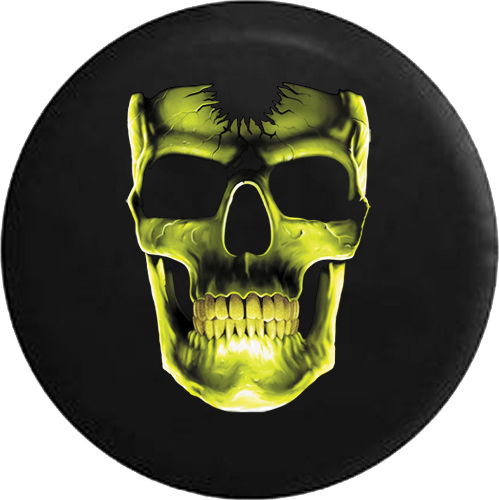 Cracked Yellow Skull Jeep Liberty Tire Cover