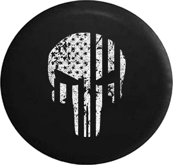 Jeep Wrangler Tire Cover With Distressed Punisher | Tire Cover Pro ...