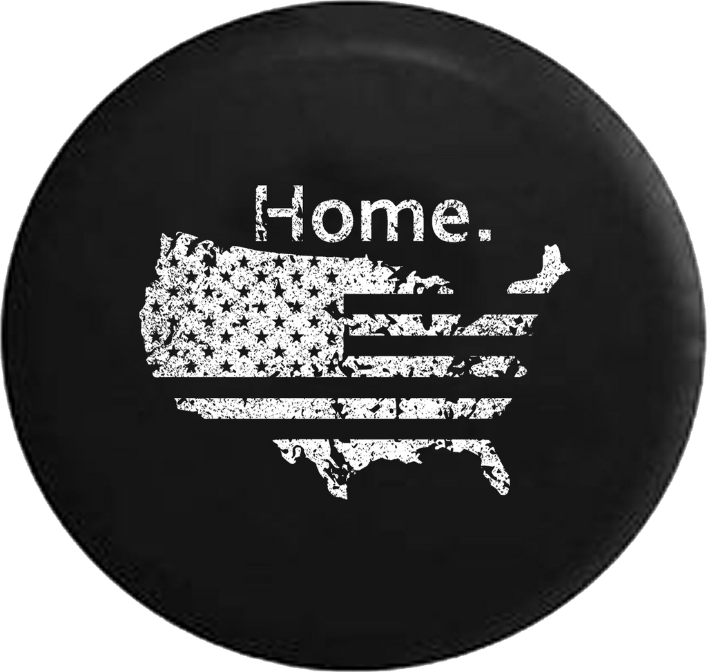 Distressed - US United States Flag Stars & Bars Home Edition Jeep Camper Spare Tire Cover S223 35 inch