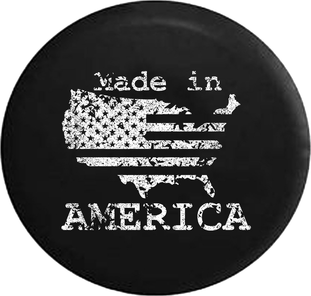 Distressed - US United States Flag Made In America Jeep Camper Spare Tire Cover S224 35 inch