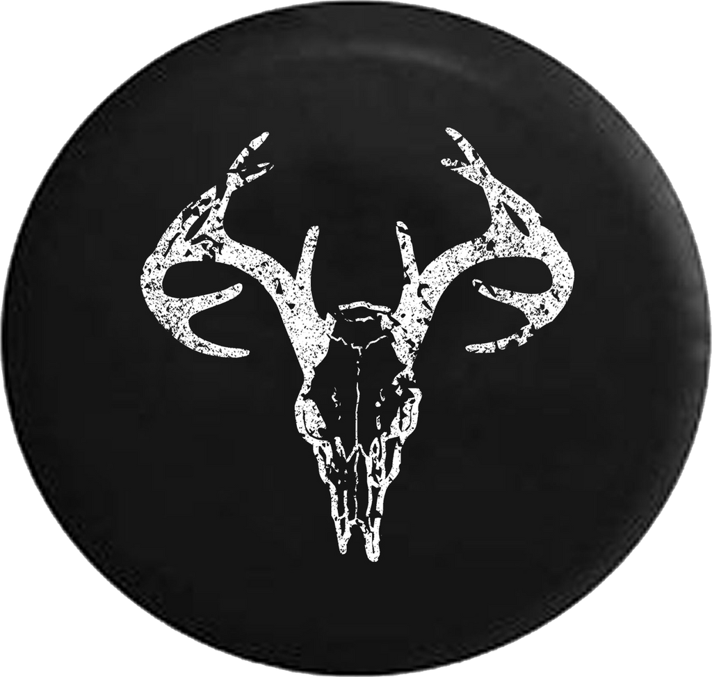 Distressed - Deer Skull Antlers Hunting Archery Bone Collector Jeep Camper Spare Tire Cover S259 35 inch