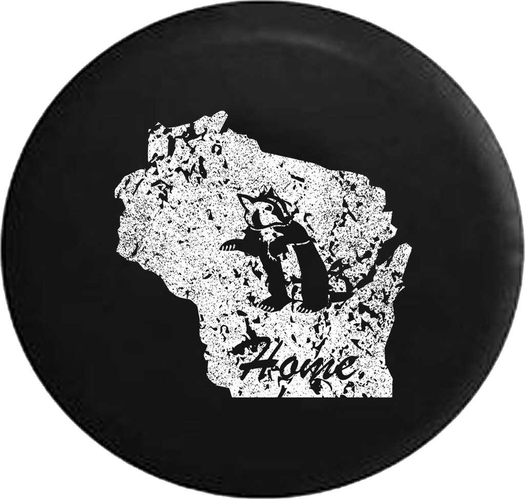 Distressed - Wisconsin Badger Home State Edition Jeep Camper Spare Tire Cover T106 35 inch